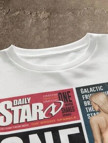 AXEPEAK 男士休闲标语图案套头衫，秋季，秋冬 - 白色 - 查看 3