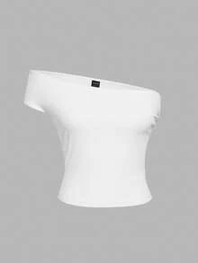 SHEIN EZwear 三合一白色女士休闲性感紧身上衣套装，适合日常穿着 - 白色 - 查看 6