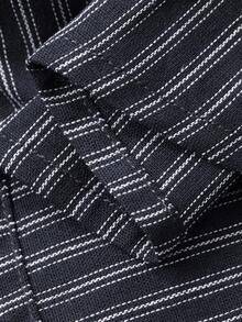 Livesso 女式休闲条纹衬衫和裙子两件套 - 藏蓝色 - 查看 8