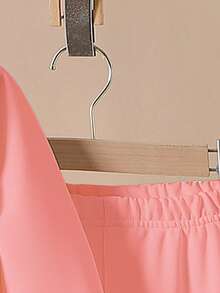 Sparklyn 2 件年轻女孩字母图案印花圆领运动衫套装，休闲时尚，搭配，可爱活泼，儿童秋冬装，长袖上衣，年轻女孩粉色连帽衫和裤子套装 - 彩色 - 查看 4