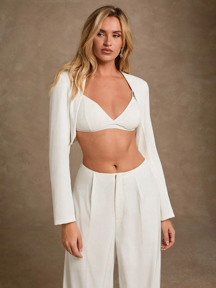 Glamine Women's White Short Lightweight Jacket, Autumn - White - View 1