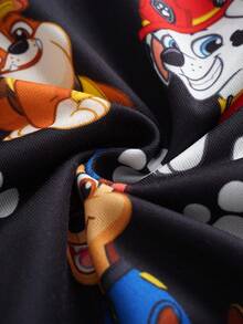 SHEIN | PAW Patrol Bluza z kapturem i zamkiem błyskawicznym, z nadrukiem uroczego szczeniaka, dla chłopca, z długim rękawem, na co dzień, na zewnątrz, z dzianiny w kolorze czarnym