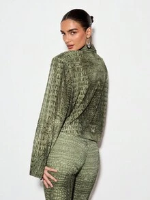 KIZN Long Sleeve Lace Up Leg Mock Neck Bodysuit Fall Winter Statement Piece Occasion Wear Draping Evening Party Holiday Club Wear