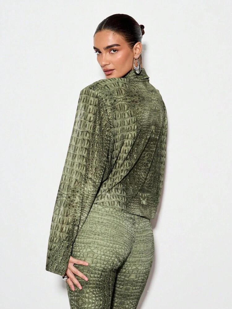 KIZN Mock Neck Drape Bodysuit With Lace Up Legs