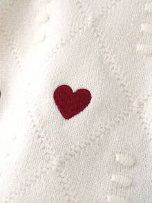 2 件套年轻女孩休闲心形图案针织套头衫和芭蕾舞裙套装