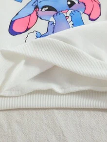 SHEIN 2件套女婴白色卫衣，印有可爱卡通图案和蝴蝶结装饰，长袖圆领卫衣搭配黑色弹力腰带打底裤，适合休闲、运动、日常穿着、外出、旅行，6个月至2-3岁。 - 白色 - 查看 8