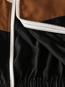 Set de 2 piezas con chaqueta con capucha con cremallera y pantalones de unicolor con estampado de letras para niño pequeño, adecuado para uso casual al aire libre en otoño/invierno - Multicolor - Ver 7