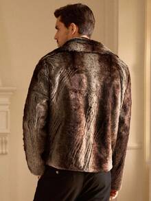 Manfinity NXTstreet Men's Fleece Casual Loose Faux Fur Jacket With Lapel Neck Winter - Brown - View 2