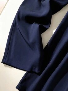 GlowEve 女式优雅阔腿西装裤，配有口袋和腰带