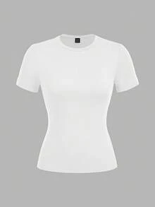 SHEIN EZwear 2pcs White Casual Basic Crew Neck Short Sleeve T-Shirts, Suitable For Spring/Summer - White - View 10