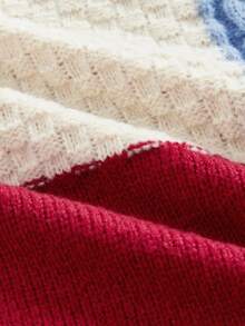 Manfinity NXTstreet Men's Geometric Pattern Textured Knit Pullover Sweater With Drawstring, Long Sleeve, Multi-Color, Autumn/Winter Men Knit Sweater Men Jumpers Knitted Pullover Sweater Men Color Block Sweater Cable Knit Sweater Knitwear Sweaters Graphic Retro Flag Pattern Knitted Pullover Sweater For Men Men 90s Sweater Sweaters Y2k