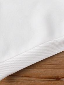 SHEIN Sudadera básica de cuello redondo de felpa para niña - Blanco - Albaricoque - Ver 5