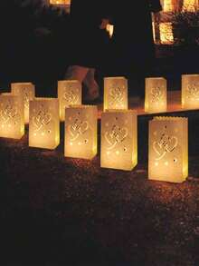 10 件防火发光蜡烛袋，白色蜡烛袋，用于婚礼派对装饰，采用可重复使用的材料（不含蜡烛），圣诞节