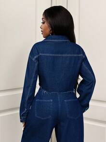 BamGleam 时尚性感女式牛仔夹克和外套 - 藍色 - 查看 2