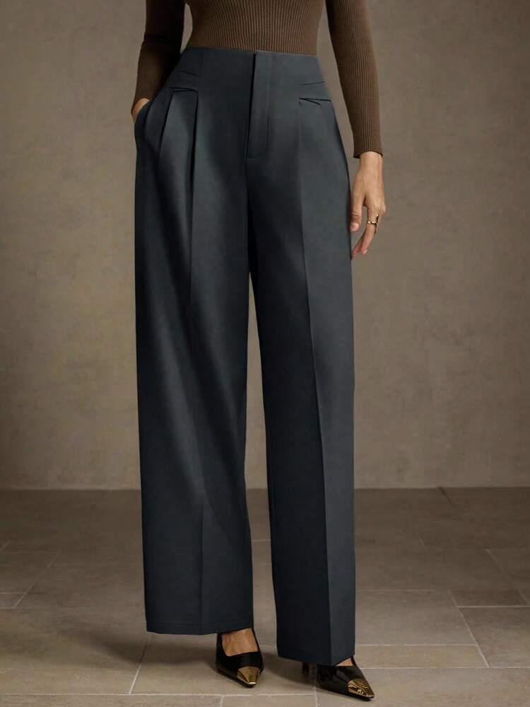 ELEGANT COMMUTER STRUCTURED STRAIGHT LEG SUIT PANTS