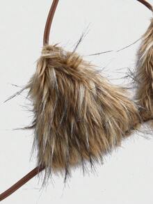 ROMWE Avant Hippie Chic 毛绒三角杯超低腰系带女款两件套 - 咖啡棕 - 查看 7