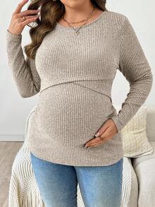 秋季大码孕妇休闲纯色哺乳上衣