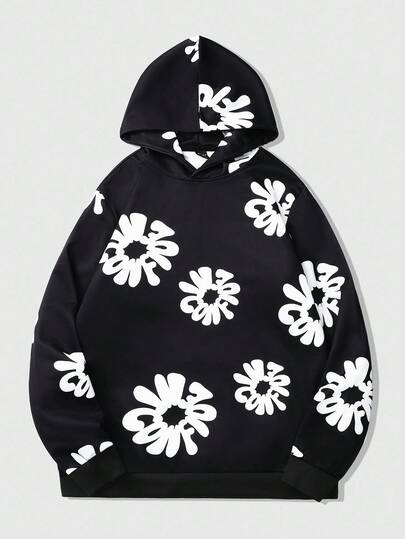 Street Life Felpa con cappuccio casual da uomo con stampa a lettere, stile di strada, manica lunga, autunno