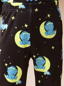 SUMWON Kids Dreamy Night Pajama Set With Sleeping Elephants On Moon Stars Pattern Long Sleeve Winter Bedtime Sleepwear Nightwear Lounge Set , Casual And - Navy Blue - View 7