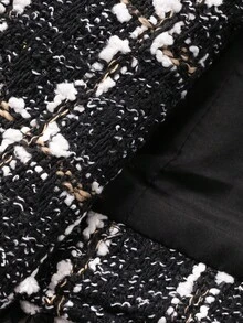 Vivie Lora Women's Loose Fit Double-Breasted Plaid Fringe Casual Knit Vest - Black - View 7