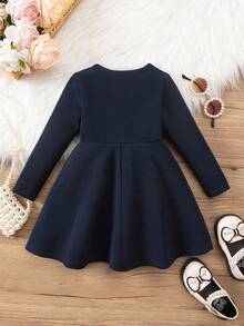 Emery Rose Kids Emery Rose Kids 海军蓝色学院风长袖连衣裙