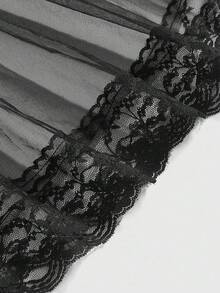 ROMWE Kawaii Sexy Butterfly Bell Bodysuit Lingerie Set With Thong - Black - View 4