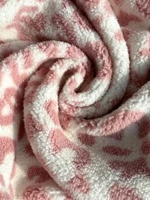 Girls' Pink Leopard Print Fleece Stand Collar Jacket, Versatile For Commuting, Casual, Outdoor - Pink - View 7