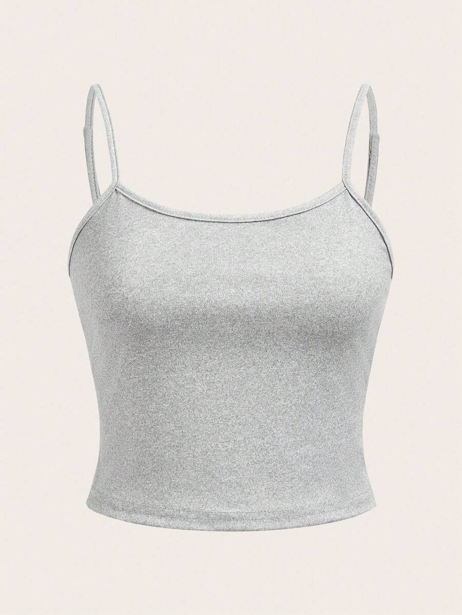 SHEIN EZwear 女士花卉灰色休闲性感吊带背心，适合夏季 - 淺灰色 - 查看 1