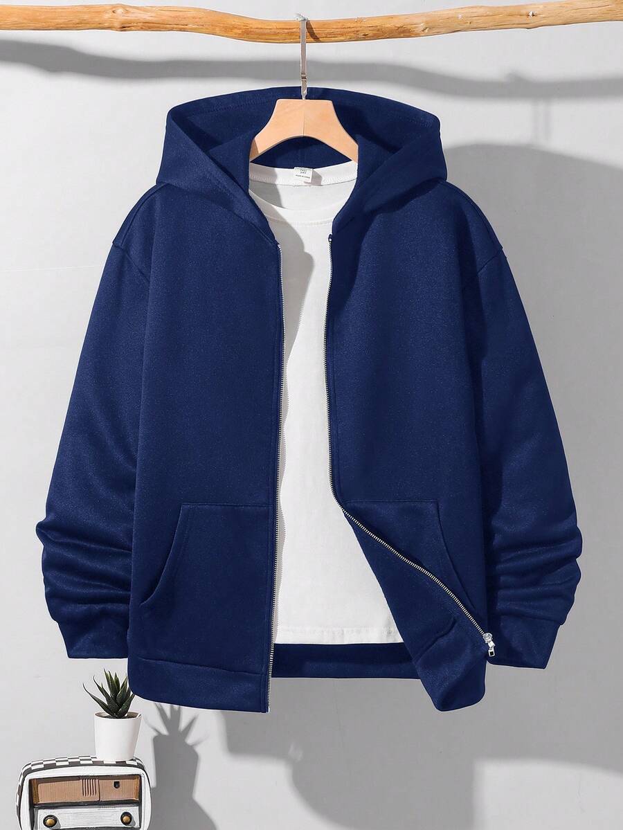 SHEIN Teen Boy Casual Solid Color Sweatshirt, Versatile For Autumn/Winter