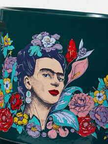 Frida Kahlo X SHEIN Figure And Floral Print 450ml Ceramic Mug, GIFTS - Green - View 6