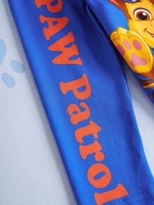 SHEIN | PAW Patrol 小男孩可爱卡通狗印花圆领长袖针织T恤，蓝色