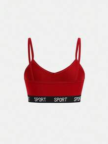 少女三件套简约字母弹力吊带文胸套装 - 彩色 - 查看 4