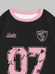 Slaydiva Black Pink Cute Women's Crew Neck Sweatshirt And Leggings Set Autumn School Back-To-School Y2K Number 07 Bow Graphic Casual Streetwear Outfits - Multicolor - View 3