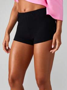 Missguided x Playboy Quần short cạp cao họa tiết da báo dành cho nữ dự tiệc câu lạc bộ - màu đen - Xem 3