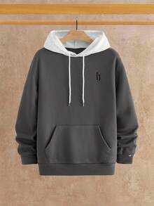 HIMLAND 男士假日街头刺绣连帽口袋休闲长袖连帽衫，适合秋冬 - 彩色 - 查看 6