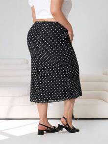 Solflare Chân váy đuôi cá họa tiết chấm bi thường ngày cỡ lớn mùa hè - Nhiều màu - Xem 2