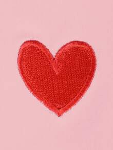 INAWLY 女士休闲时尚街头风格心形刺绣短袖 T 恤和抽绳腰条纹印花裤套装，夏季 - 粉色 - 查看 5