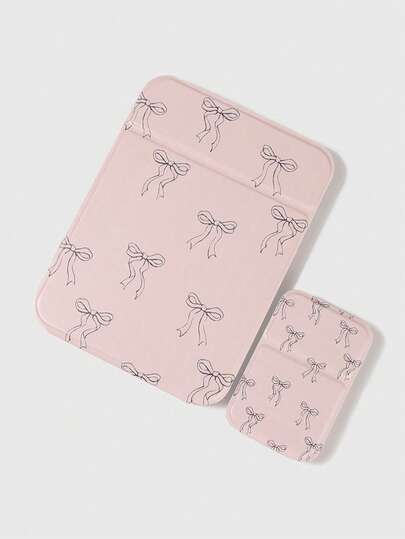 ROMWE Kawaii 极简主义风格梳妆镜，粉色 3D 蝴蝶结装饰梳妆镜，便携礼物，花朵图案编号 1383074