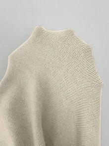 Elenzga Damen Farbblock asymmetrischer Schulter Pullover, eleganter Vintage Stil geeignet für Urlaub und Feiertage, Frühling/Herbst