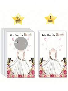 16/48 张婚礼新娘和新郎派对刮刮卡游戏，“谁找到了新郎/新娘”成人派对游戏，有趣的单身派对用品，纸质刮刮卡，适合 18 岁以上的客人，包括 46 张名人卡和 2 张带刮刮贴纸的空白卡，有趣的派对用品 - 彩色 - 查看 11