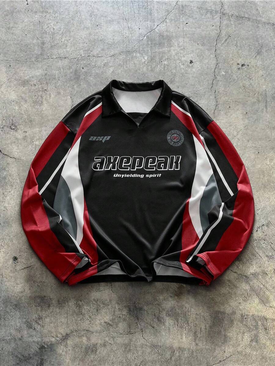 AXEPEAK 男士休闲时尚长袖 Polo 衫 - 彩色 - 查看 1