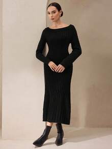 Graceveil Abito maglione invernale da donna con nodo attorcigliato, colore nero - nero - Visualizzare 11