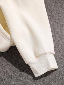 SHEIN 1pc Girls' Casual Everyday Versatile Sweet Design Butterfly Print Contrast Color Fleece Sweatshirt, Autumn/Winter