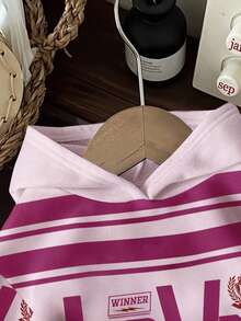 Slaydiva Sudadera estilo casual de calle con estampado de amor fucsia, adecuada para salidas de otoño/invierno - Multicolor - Ver 5