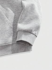 ROMWE MEN Men's Casual Solid Color Hoodie, Fall - Grey - View 4