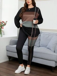 SHEIN LUNE 大码返校装女装秋季女装复古女装商务休闲女装曲线返校节老钱风格女装两件套 - 黑色 - 查看 6