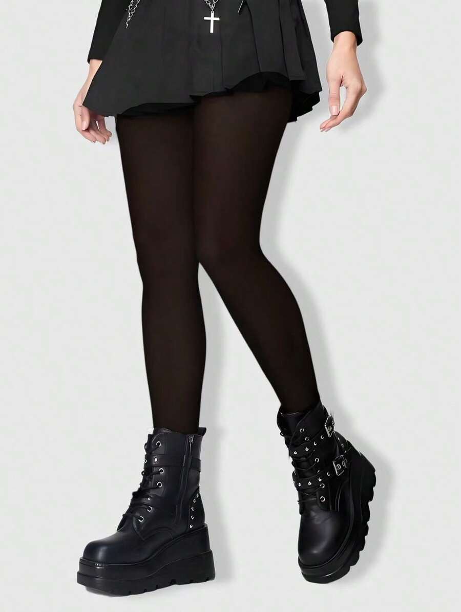 ROMWE Goth Women's Sheer Tights/Pantyhose/Stockings - Pure black - View 1