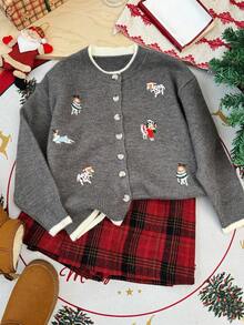 DAZY Girls' Embroidered Cardigan, Christmas Tween Girl Fall Clothes - Grey - View 7