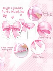 30/50PCS Pink Bowknot Napkins 4 Side Unique Design Decorative Tableware Accessories For Wedding Bridal Shower Bachelorette Party Birthday Tea Break Celebration Cute Elegant Theme Decoration Party Supplies Table Setting - Multicolor - View 4