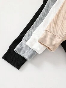 SHEIN Bộ 4 quần thun dệt kim màu trơn cho bé gái sơ sinh, đa năng cho mùa thu/đông - Nhiều màu - Xem 6